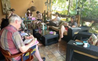 Writing retreat participants in writing workshop